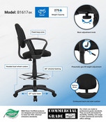 Boss Drafting Stool W/Footring And Loop Arms, B1617-BK